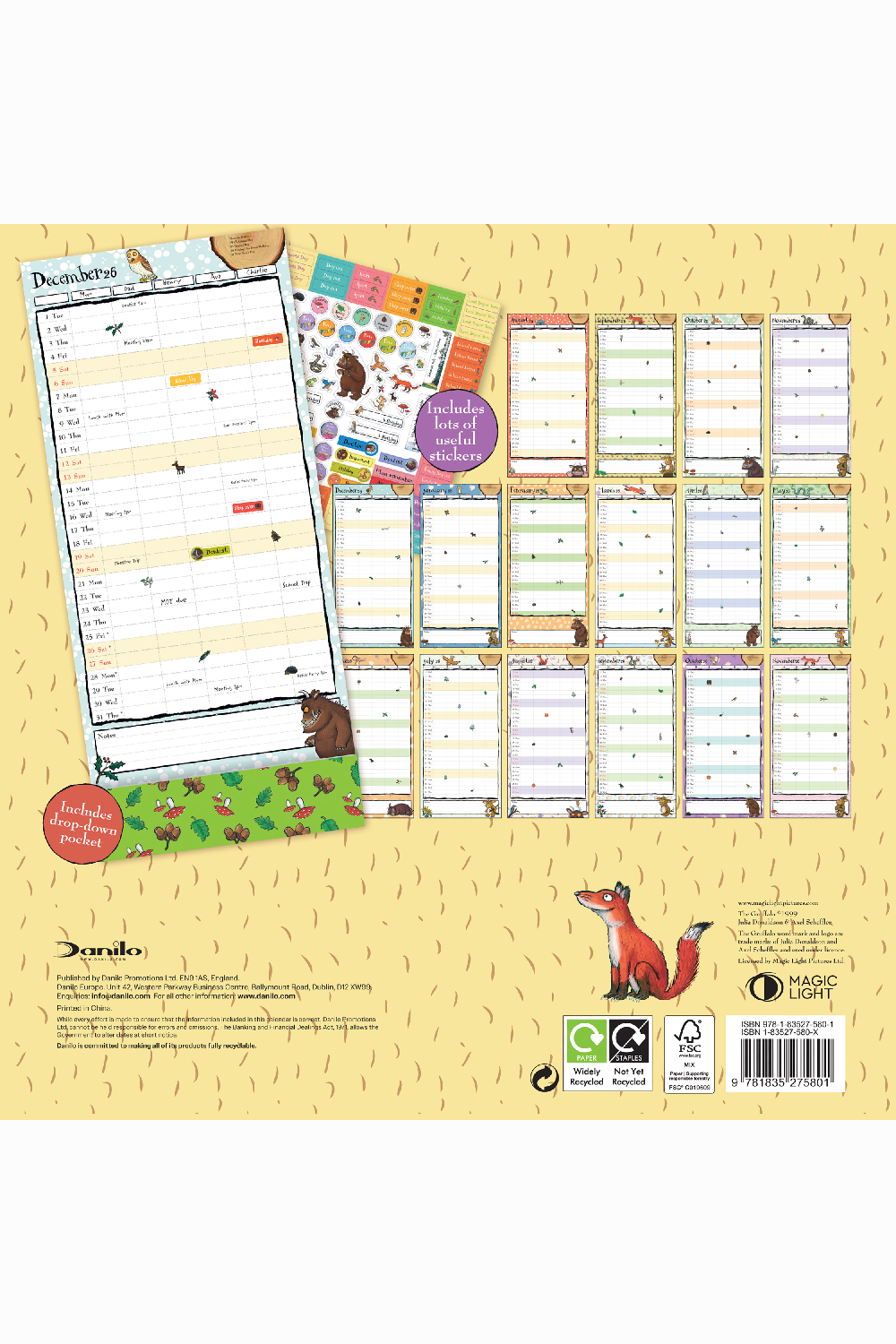 GRUFFALO - FAMILY ORGANISER - 12x12 CAL (PF) 2026-back