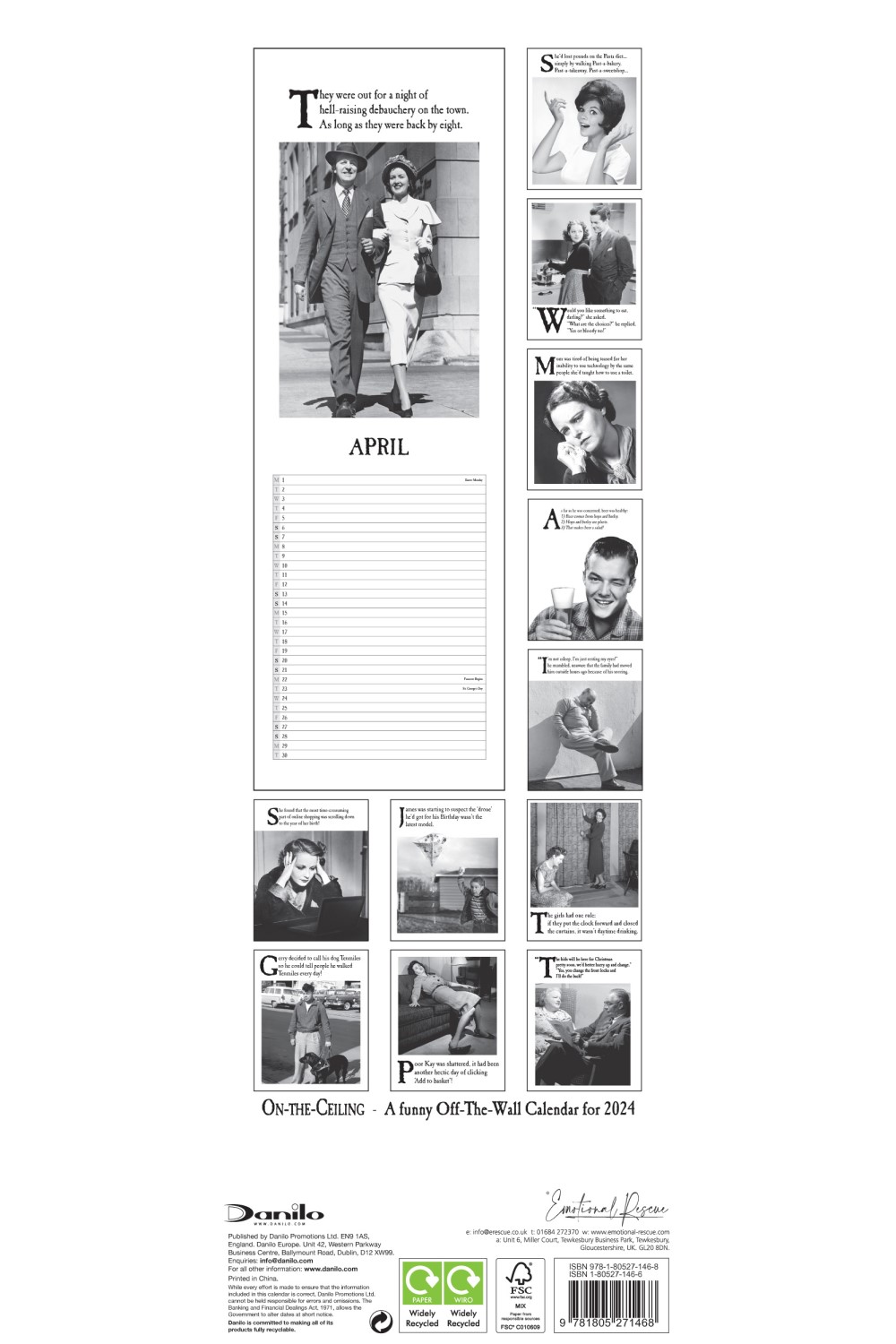 On The Ceiling Slim Wall Calendar 2024 Grange Communications