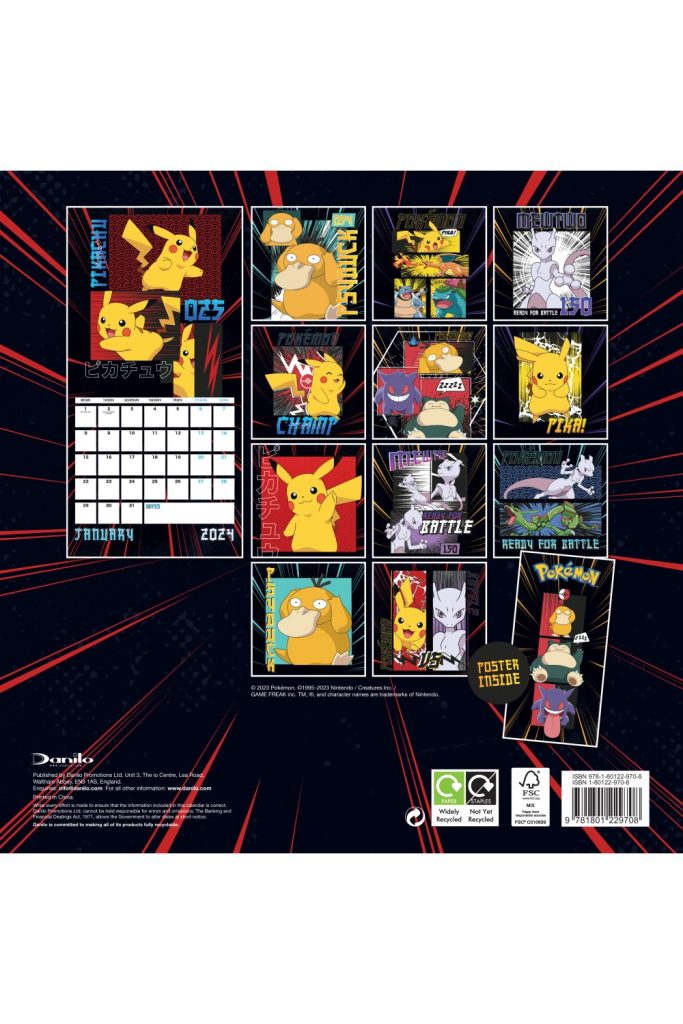 Pokemon Square Wall Calendar 2024 Grange Communications
