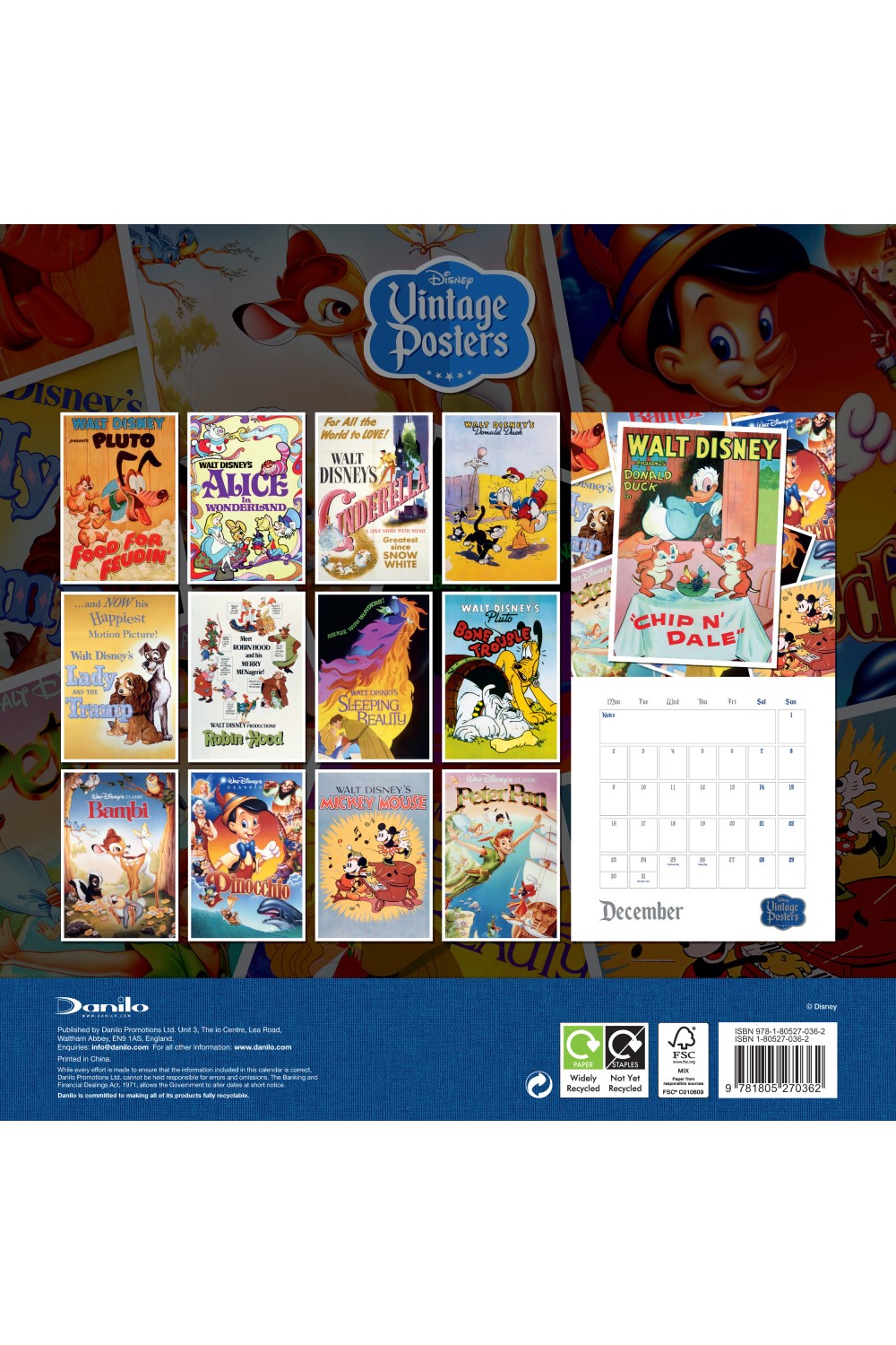 Disney Vintage Posters Square Wall Calendar 2024 Grange Communications