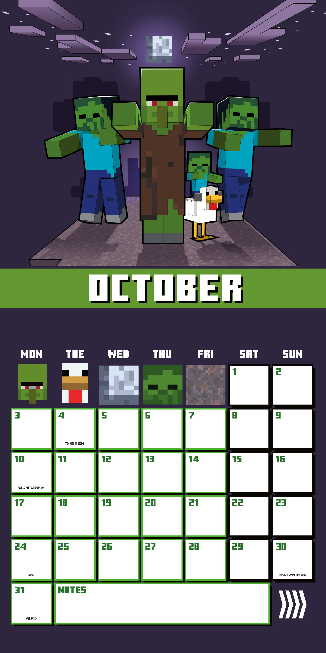 Minecraft Calendar 2022 March Calendar 2022