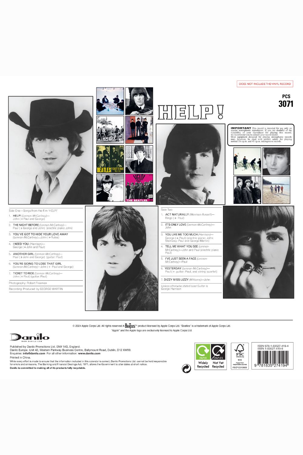 THE BEATLES - COLLECTORS EDITION - 12x12 CAL 2026-back
