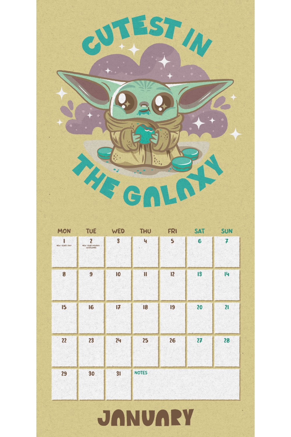 Star Wars The Mandalorian Grogu Square Wall Calendar 2024 Grange