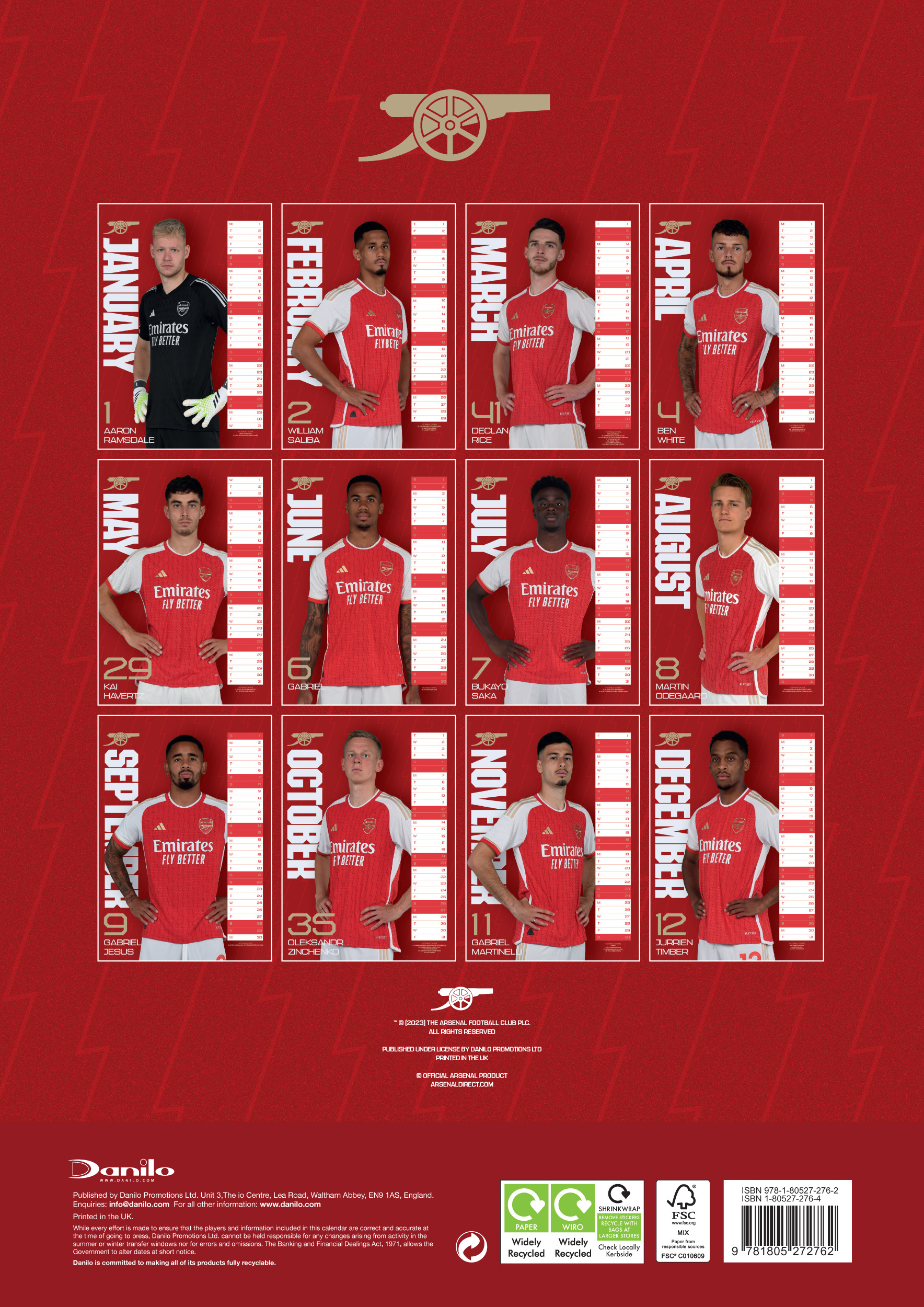 Calendar 2020 Arsenal FC