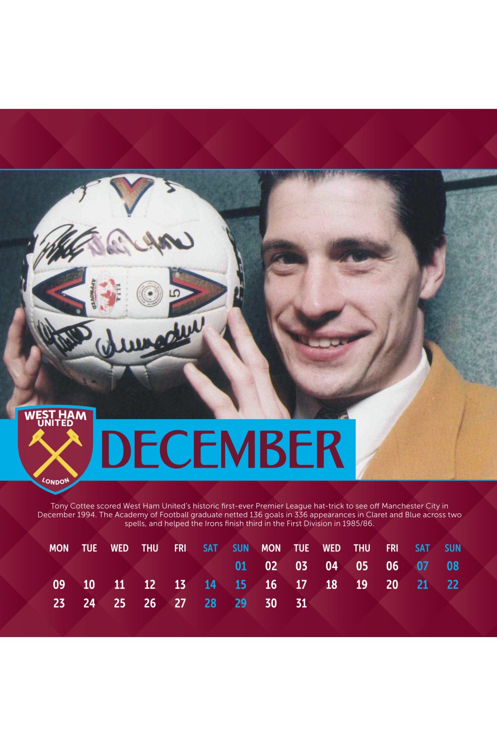 Official West Ham Desk Easel Calendar 2024 Grange Communications
