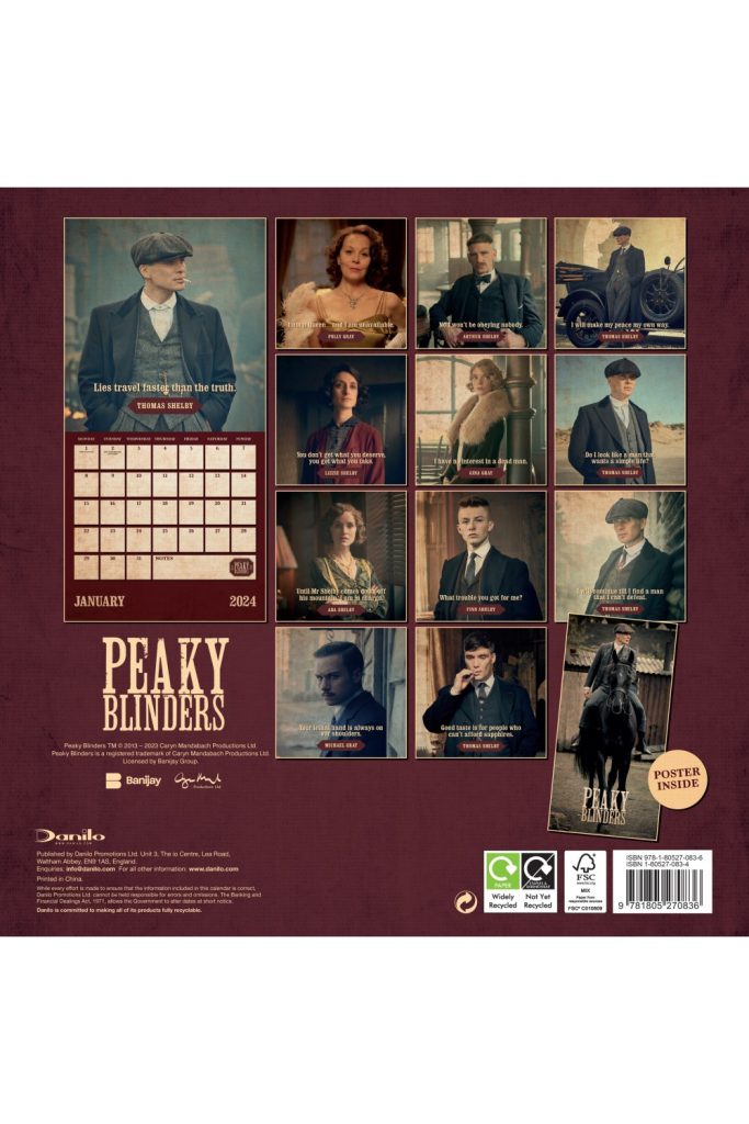 Peaky Blinders Square Wall Calendar 2024 Grange Communications