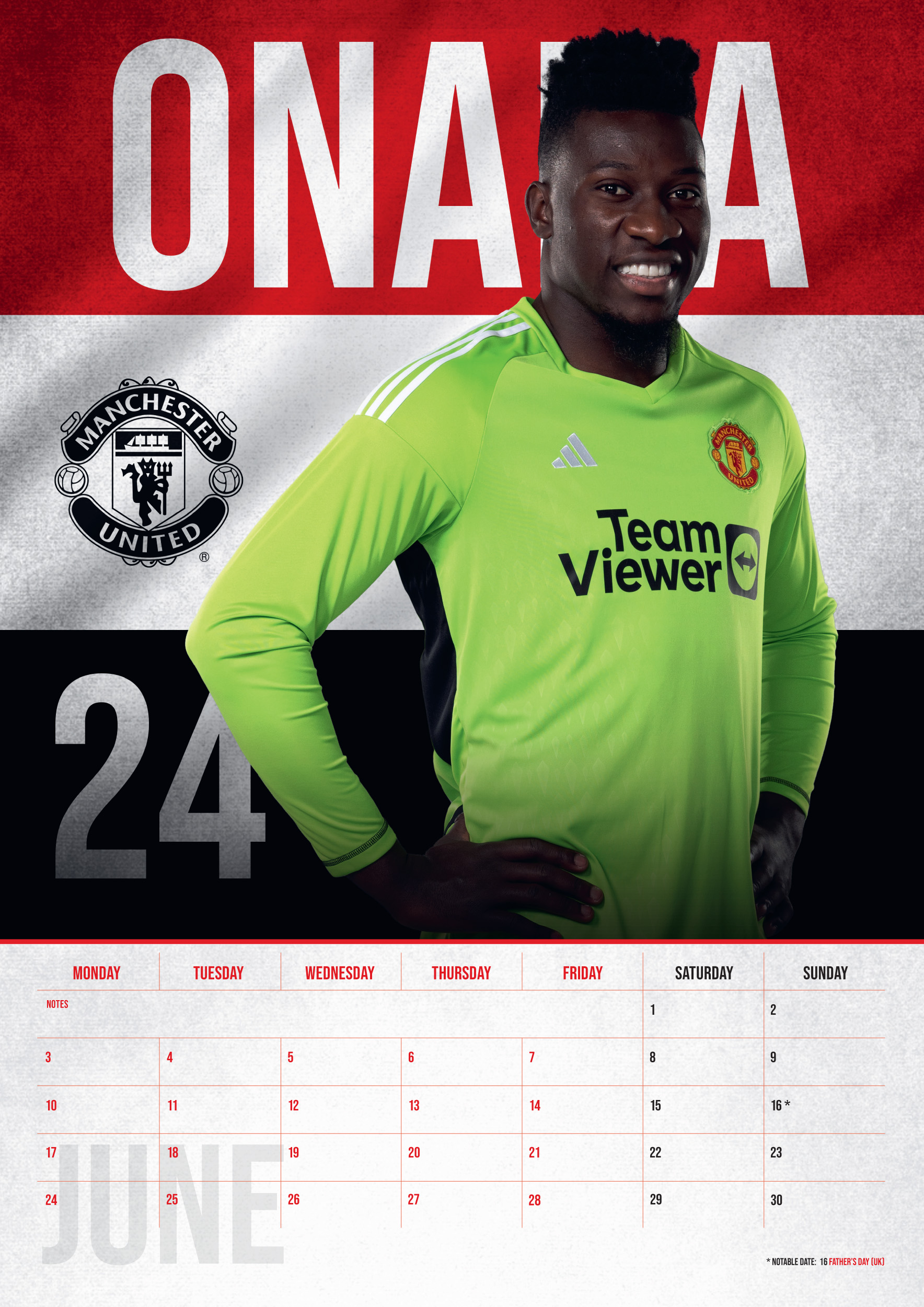 Manchester United A3 Wall Calendar 2024 Grange Communications