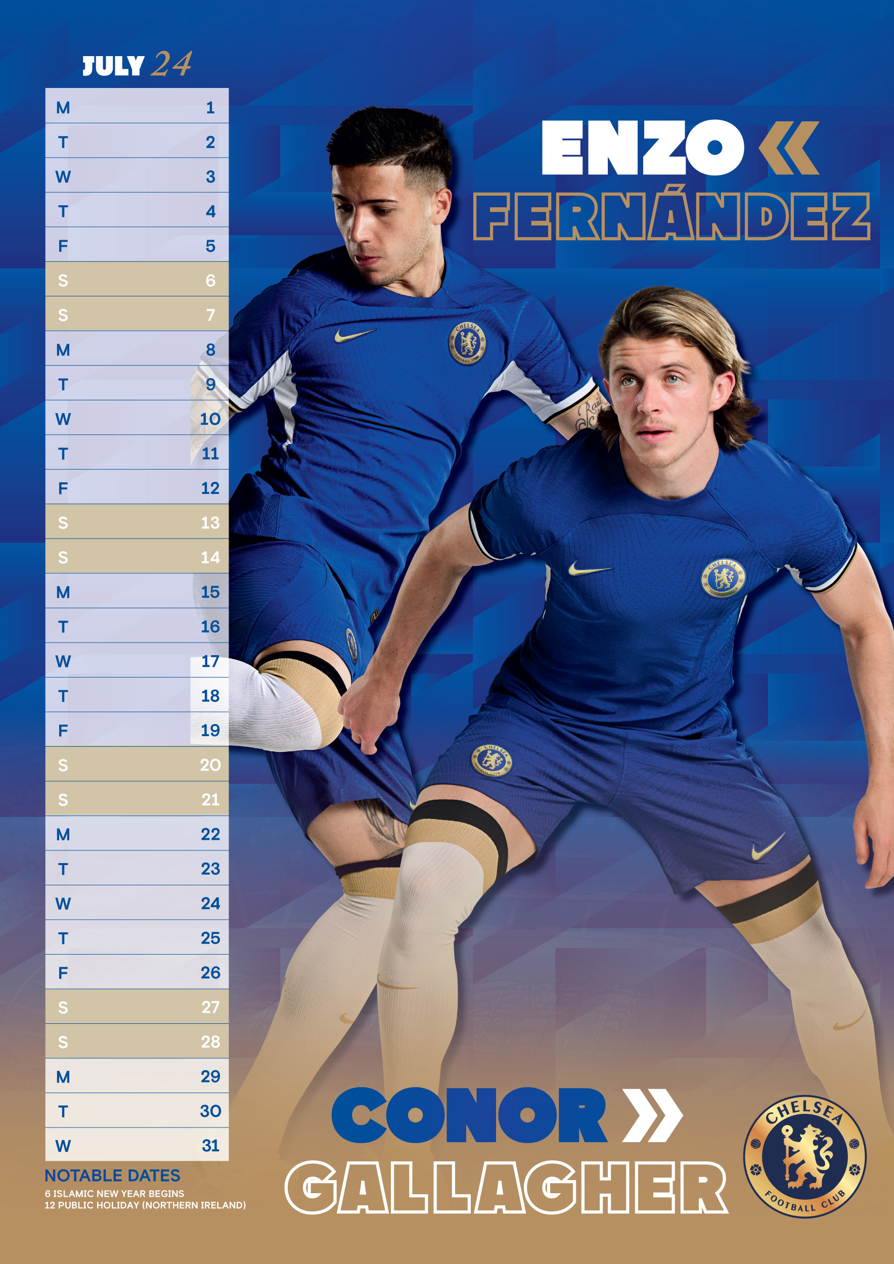 Chelsea FC A3 Wall Calendar 2024 - Grange Communications